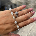 Handmade pearl bracelet with sterling silver chain. 