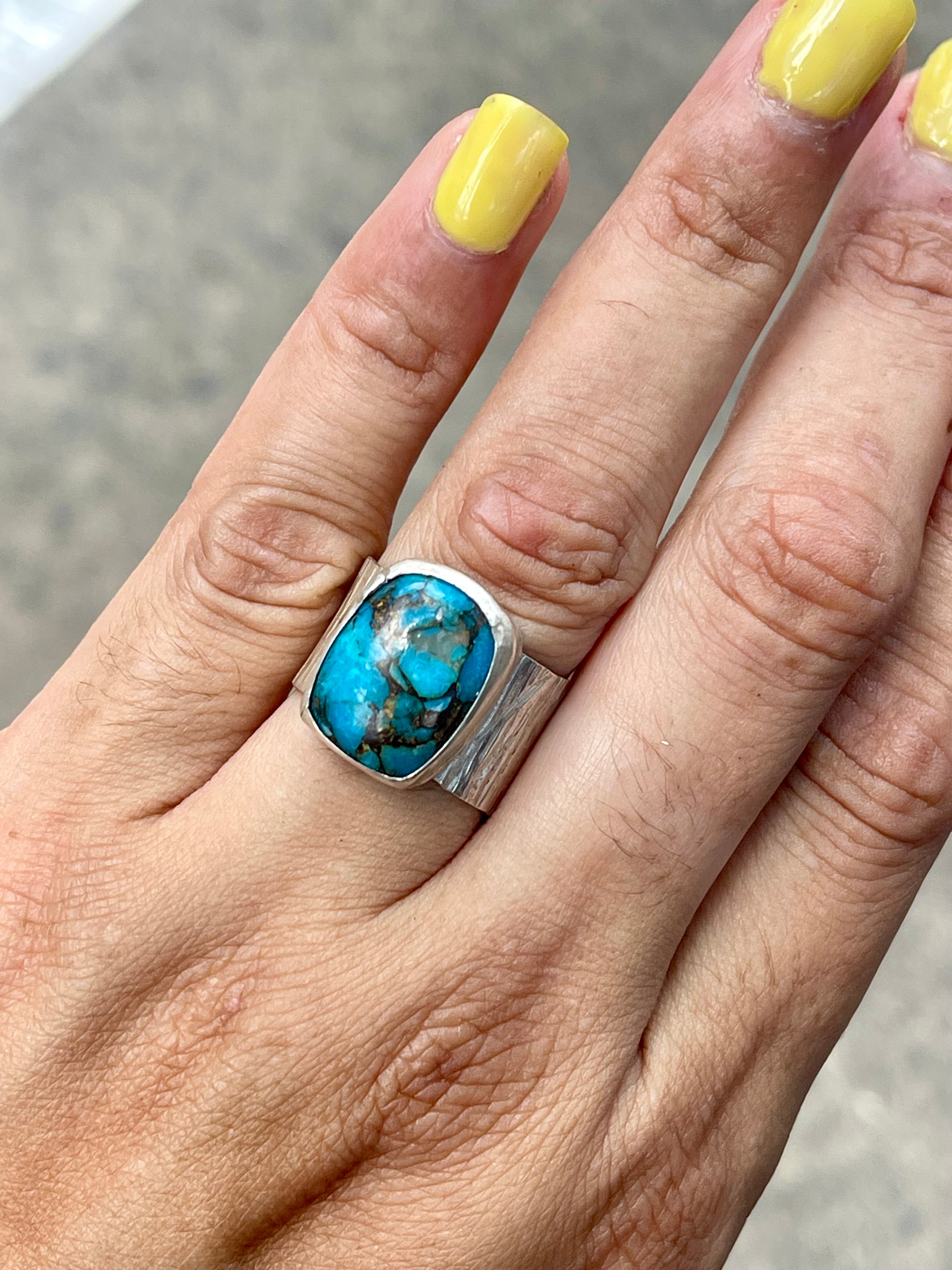 Turquoise square Sterling Silver Ring