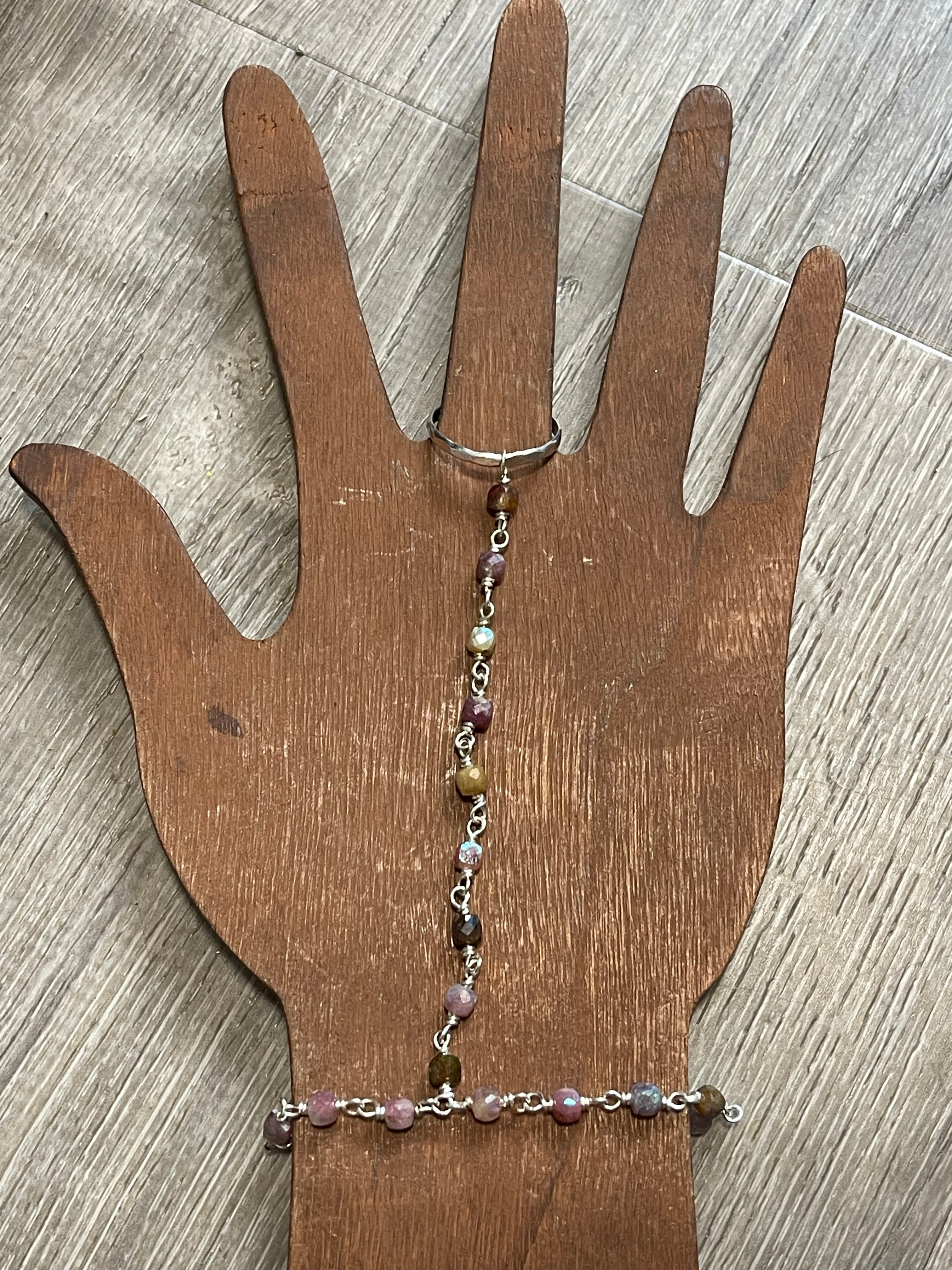 Tourmaline Hand Chain in Sterling Silver