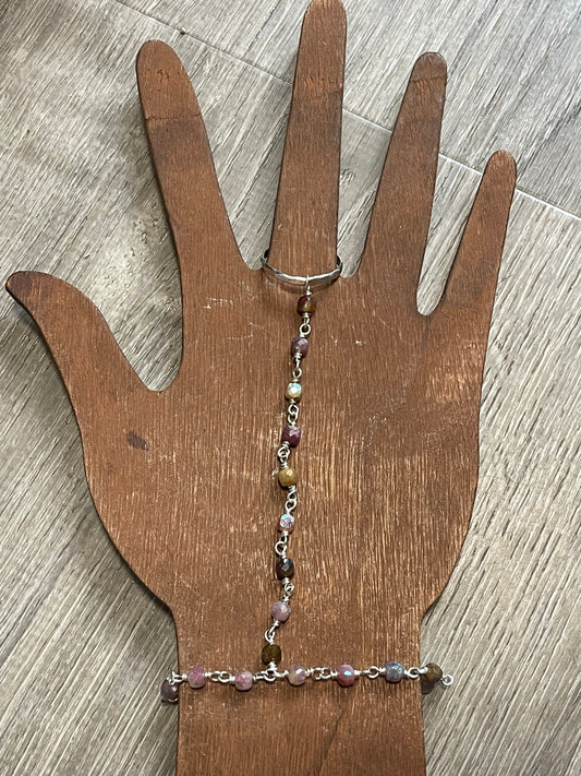 Tourmaline Hand Chain in Sterling Silver