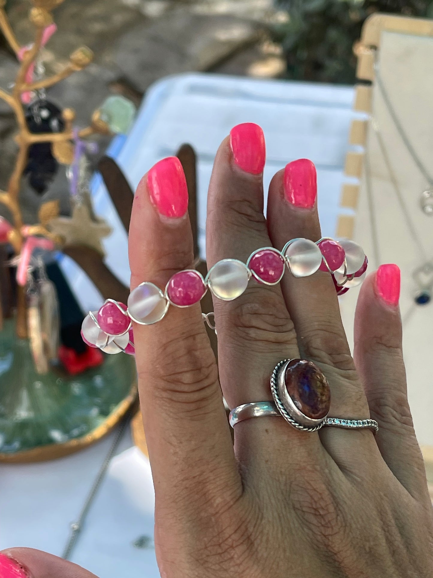 Braided stone bracelets