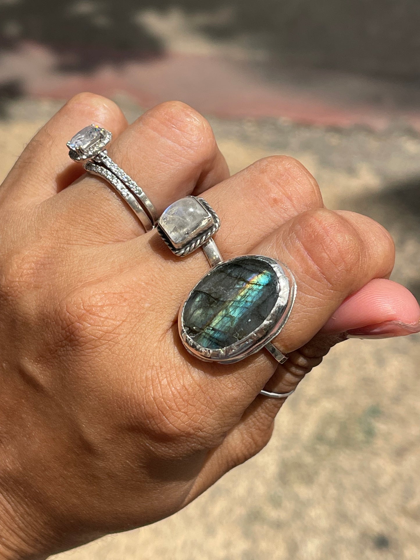 Silver Stone Rings