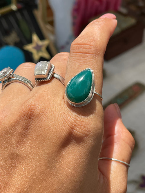Green Onyx Gemstone Silver Ring
