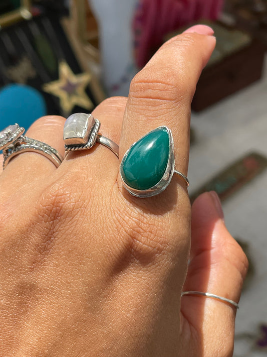 Green Onyx Gemstone Silver Ring