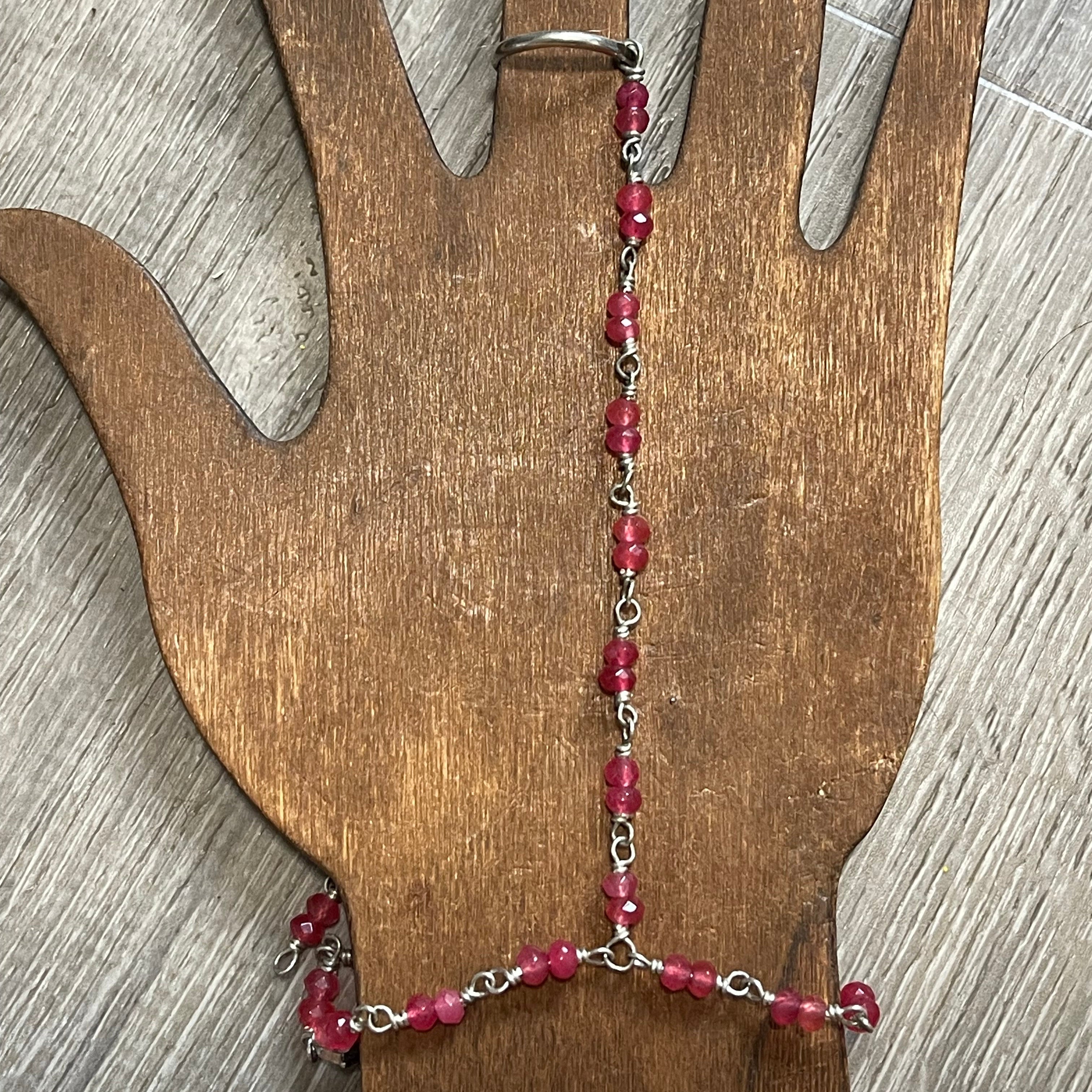 Jade Hand Chain in Sterling Silver