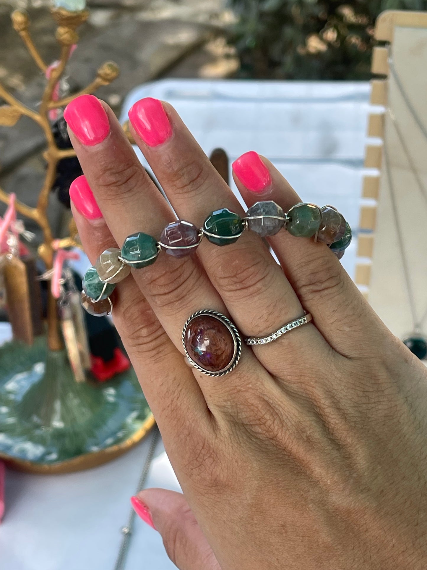 Braided stone bracelets