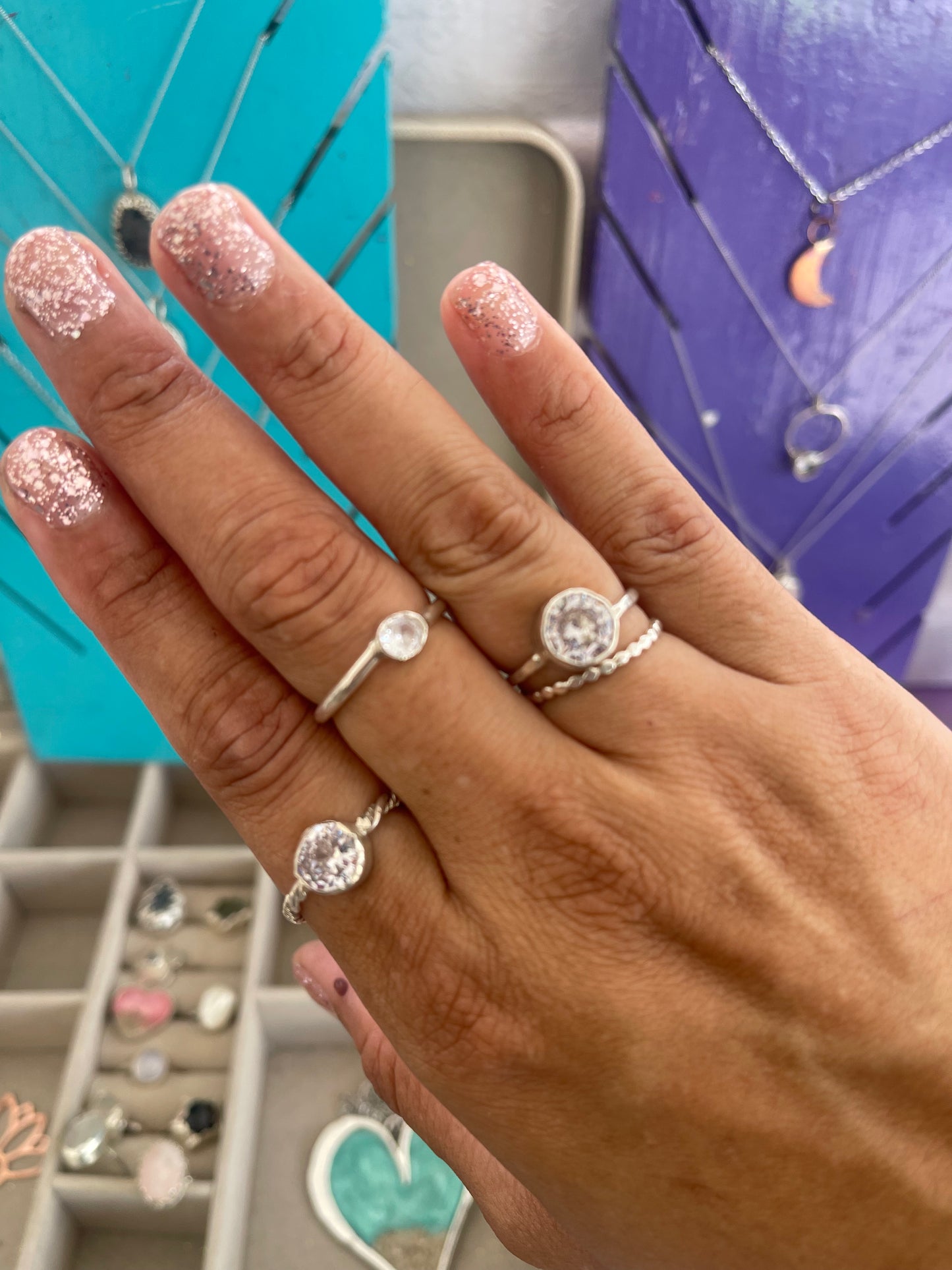 Silver Stone Rings
